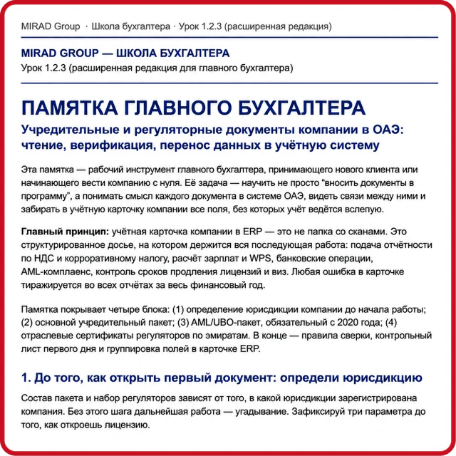 Внутренний регламент бухгалтерии MIRAD